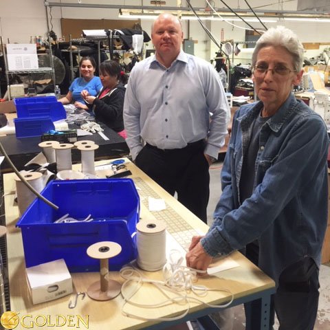 Rich Golden with Employees Making Masks for Geisinger Hospitals